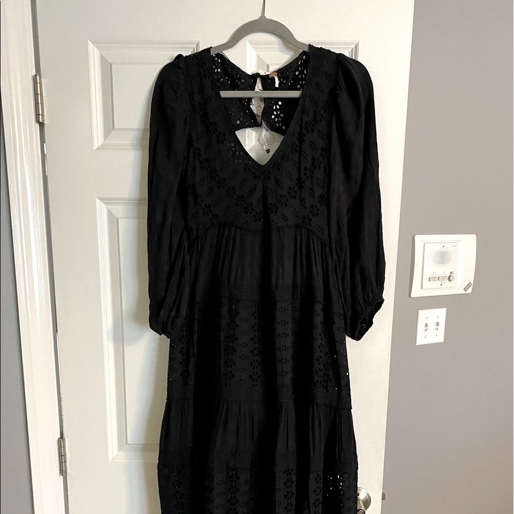Free People black eyelet maxi dress.  Size small. New with tags